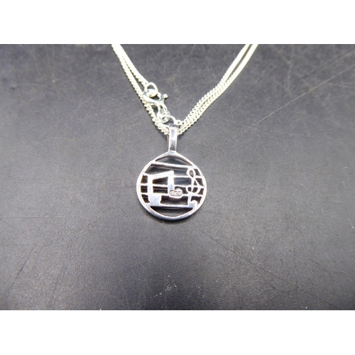 324 - Hallmarked 925 Musical Note Pendant on Chain