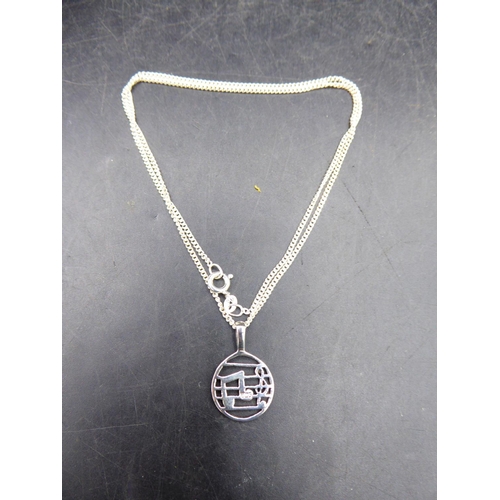 324 - Hallmarked 925 Musical Note Pendant on Chain