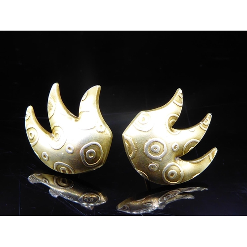 330 - Pair of Art Deco Silver earrings with Gold wash in presentation case