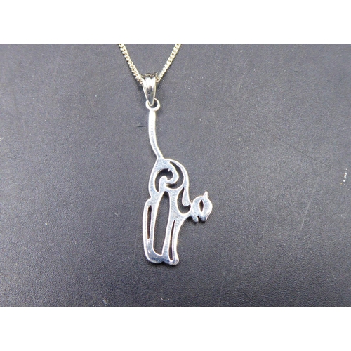 333 - Sterling Silver Chain With Cat Pendant