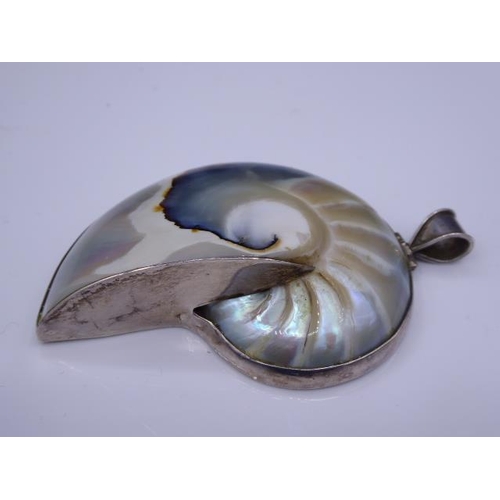 336 - Large Silver Shell Pendant