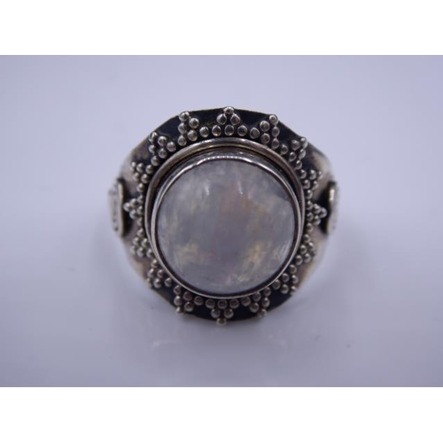 346 - Silver 925 Ring and Pendant with Matching Moonstone Decoration