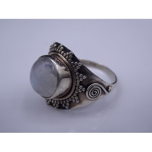 346 - Silver 925 Ring and Pendant with Matching Moonstone Decoration