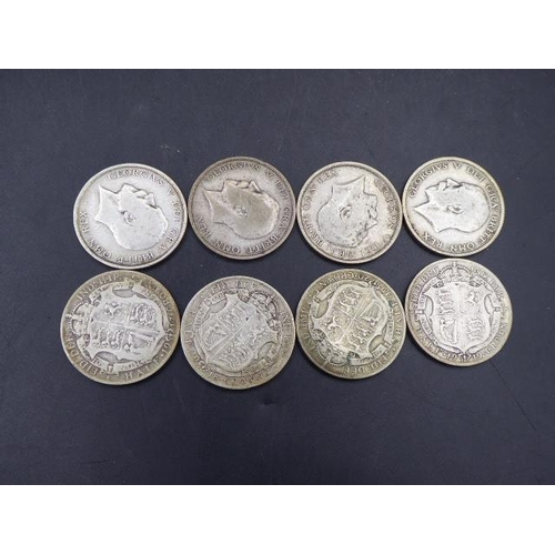 351 - Selection of Eight George the V Silver Half Crowns Dating from 1912 to 1920