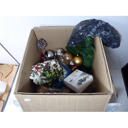 611 - Mixed box of Christmas items to include tree, Decorations and other