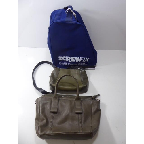 643 - Two Leather Marks and Spencers Hand Bags and Screwfix Bag