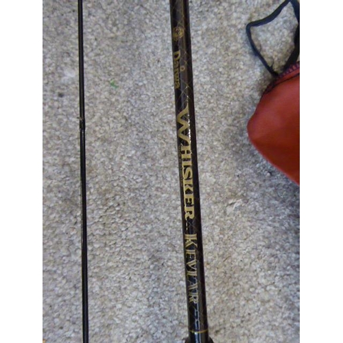 672 - Daiwa Whisker Kevlar Rod in fabric Bag and Fishing rod tube