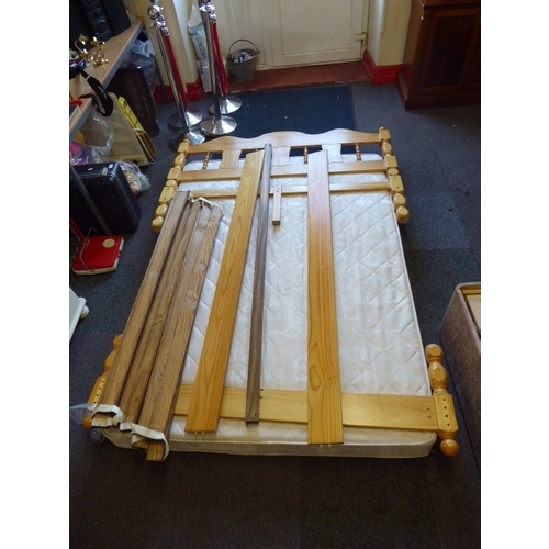 679 - Double Pine Bed Frame Complete with Slats And Mattress