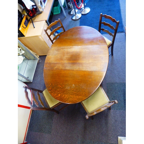 683 - Vintage Oak Drop Leaf Dinning Table complete with 4 Chairs