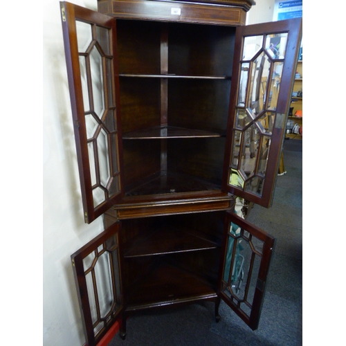 687 - Corner Display Unit with Bevelled and wood lined glass doors