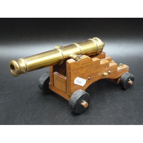 16 - Two Brass and Wood Model Cannons (Both 9.5