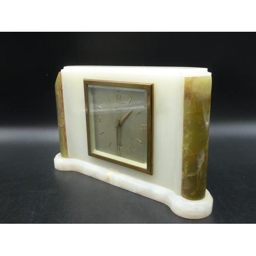 20 - Art Deco Onyx Mantle Clock made by Elliott with French Movement