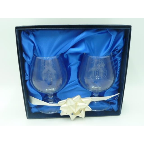 39 - Mixed Selection including Set of 6 Controlled Bubble Glasses, Pair of Commemorative Brandy Glasses a... 