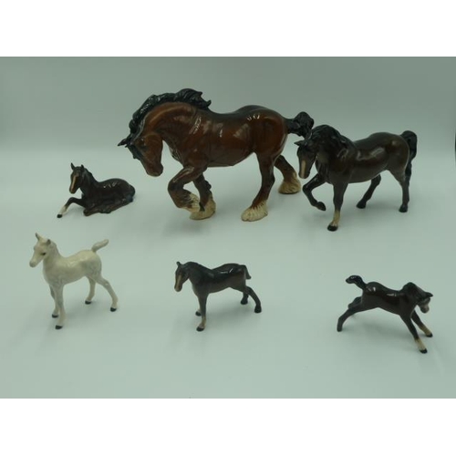 73 - Selection of 6 Royal Doulton Horses including Shire, Foal's and More