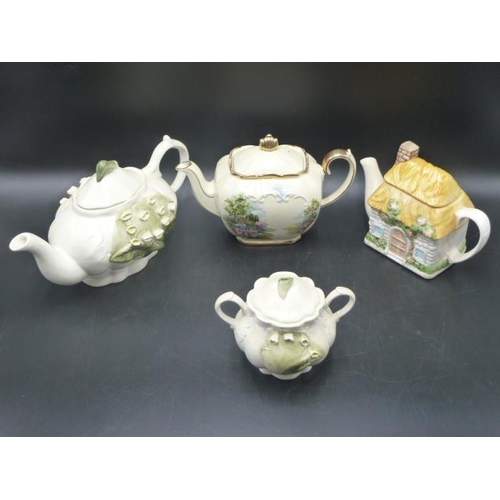 77 - Four teapots to include Sadler