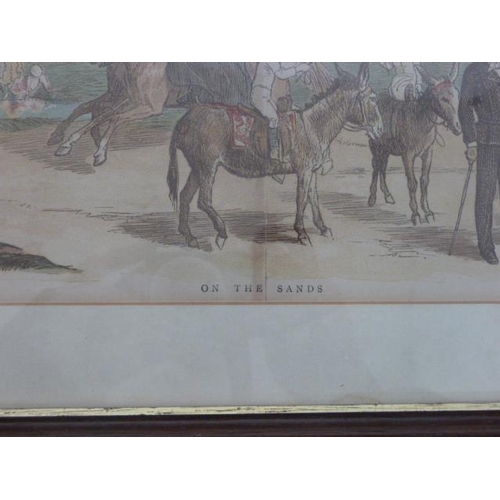 98 - Randolph Caldecott Framed and Glazed Print of Scarborough dated 1882 entitled on the Sands