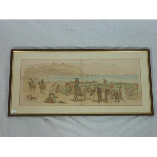 98 - Randolph Caldecott Framed and Glazed Print of Scarborough dated 1882 entitled on the Sands