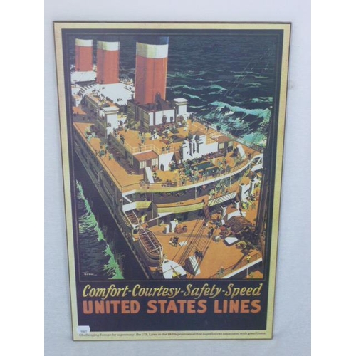 104 - United States Lines Advertising Board for the Great Liners (60cm x 38cm)