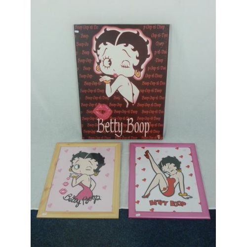 116 - Two Framed and Glazed Betty Boop pictures with a Betty Boop Picture on canvas