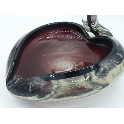 204 - Vintage Murano Bullicante Somerso Glass bird Ashtray