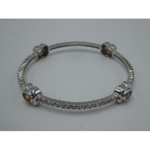 215 - Silver 925 Bangle with multi stones in presentation box