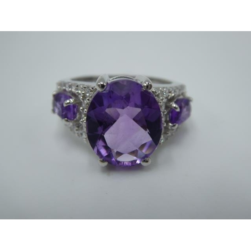 218 - Hallmarked Birmingham Silver 925 ring with Amethyst Stone in presentation box ( size M)