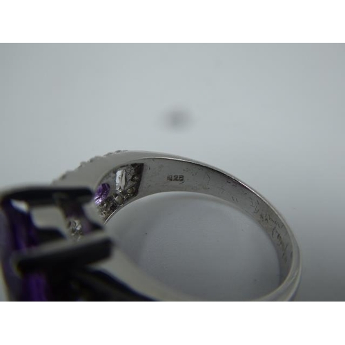 218 - Hallmarked Birmingham Silver 925 ring with Amethyst Stone in presentation box ( size M)