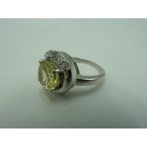 231 - Hallmarked Birmingham Silver 925 ring with citrine stone in presentation box (size K 1/2 )