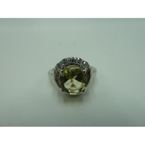 231 - Hallmarked Birmingham Silver 925 ring with citrine stone in presentation box (size K 1/2 )