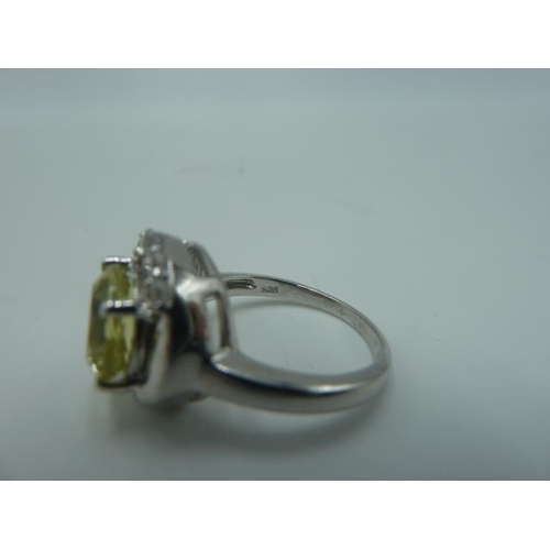 231 - Hallmarked Birmingham Silver 925 ring with citrine stone in presentation box (size K 1/2 )