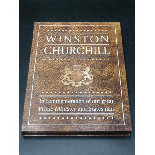 234 - Winston Churchill Commemorative Folder, including Large Gold Plated Medillion