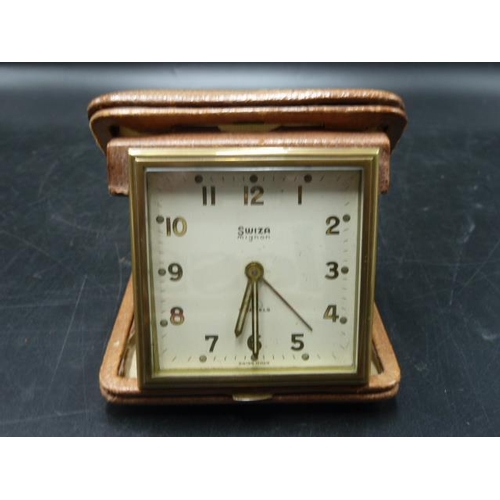 235 - Vintage Swiza Mignon 7 jewels Travel Clock with Case