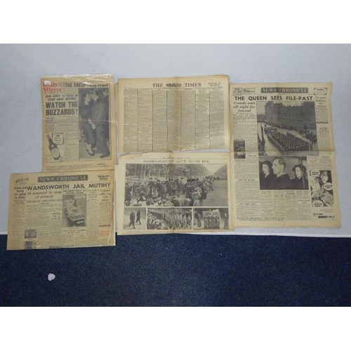 176 - Selection of 1950s Newspapers including Daily Mirror, The Times and News Chronicle