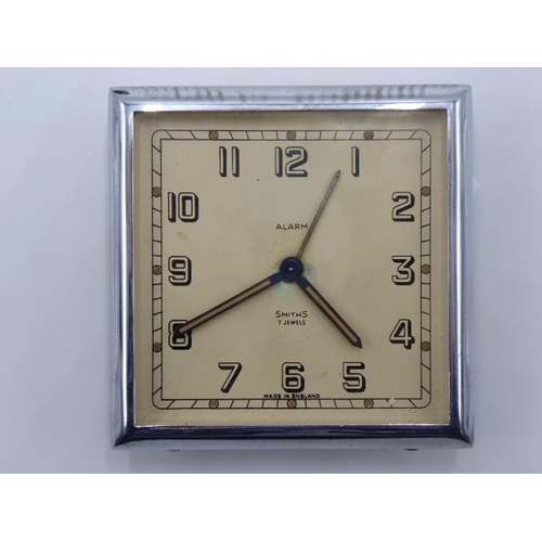 242 - Smiths 7 Jewel Alarm Travel Clock in Leather Case