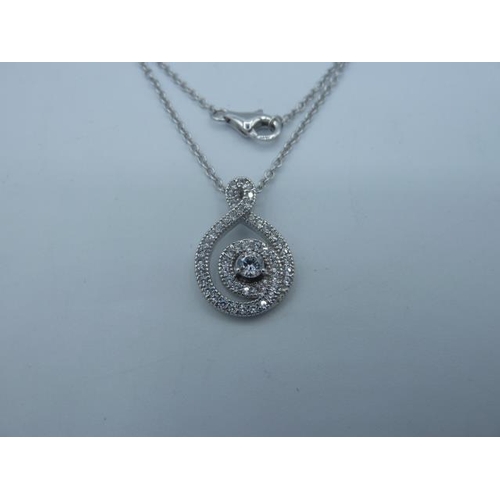 245 - Silver 925 Necklace with Marcasite pendant in presentation box