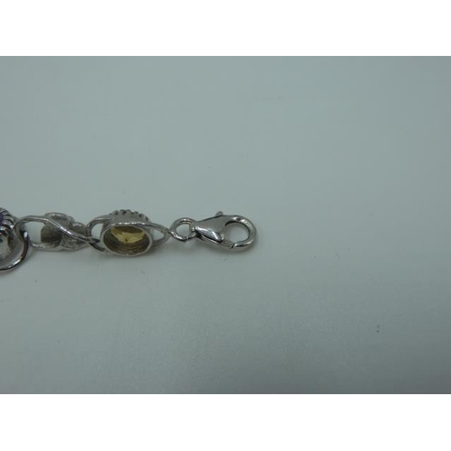 248 - Silver 925 Bracelet with multi coloured stones in presentation box