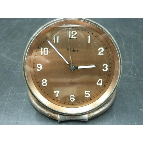 253 - IMHOF Gilt and Brass table Clock with Alarm and 8 Day Power reserve