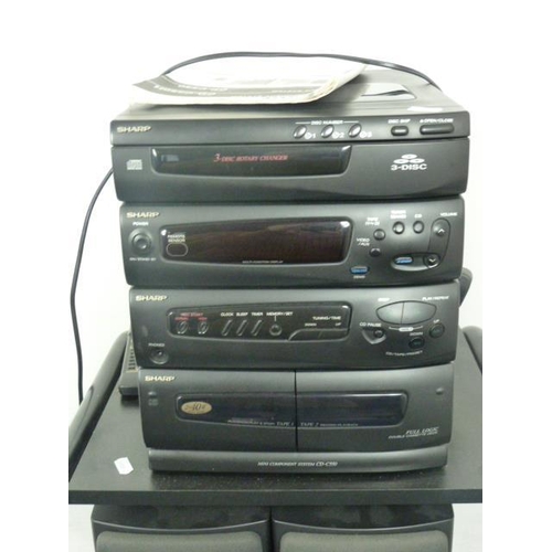 369 - Sharp Stereo and speakers with remote and stand