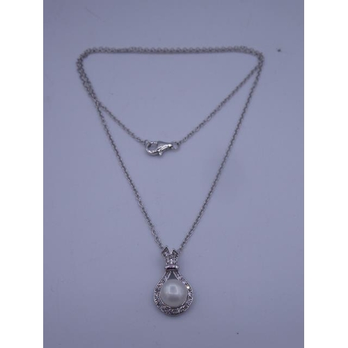 264 - Silver 925 Simulated Pearl Necklace and Chain Complete with Presentation Box