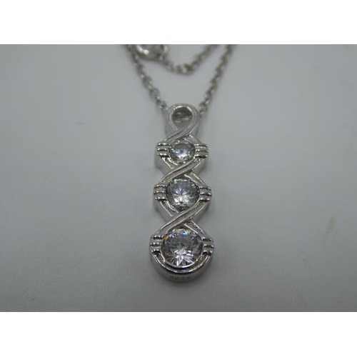 270 - Silver 925 necklace with three stoned pendant in presentation box