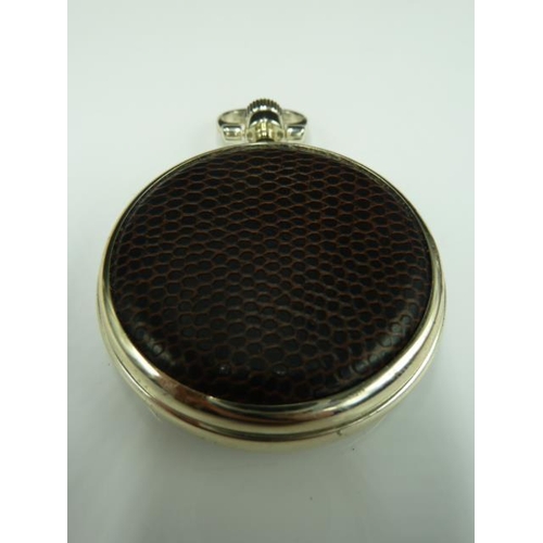 272 - Pocket Watch with Skeleton Face and Leather Back (Working)