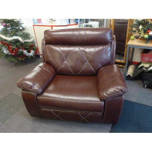 380 - A Very Large Luxurious Leather Recliner Burgundy with White Stitch Decoration