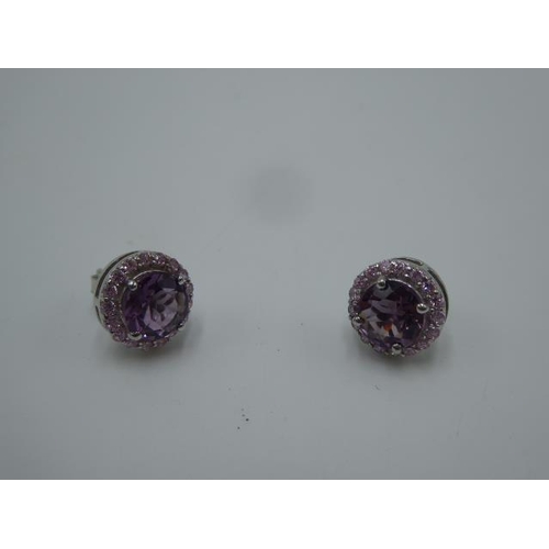 279 - Pair of Silver 925 Amethyst Stoned earrings in presentation box