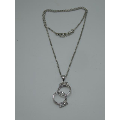 283 - Silver 925 necklace with handcuffs pendant in presentation box