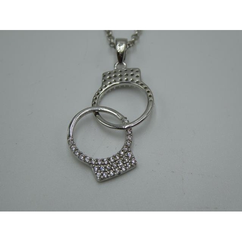 283 - Silver 925 necklace with handcuffs pendant in presentation box