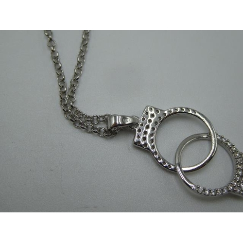 283 - Silver 925 necklace with handcuffs pendant in presentation box