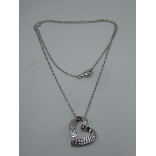 298 - Silver 925 necklace with Love heart Shaped pendant in presentation box