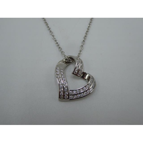 298 - Silver 925 necklace with Love heart Shaped pendant in presentation box