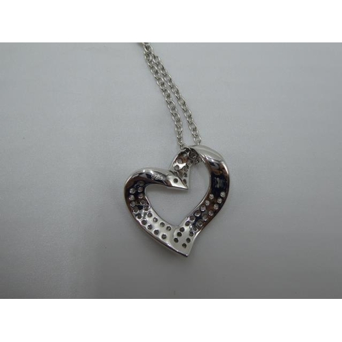 298 - Silver 925 necklace with Love heart Shaped pendant in presentation box