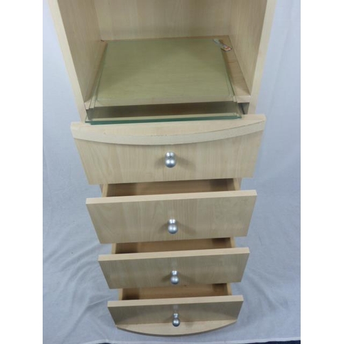 413 - Contemporary 4 Drawer Display Cabinet with Glass Door and 2 Shelves